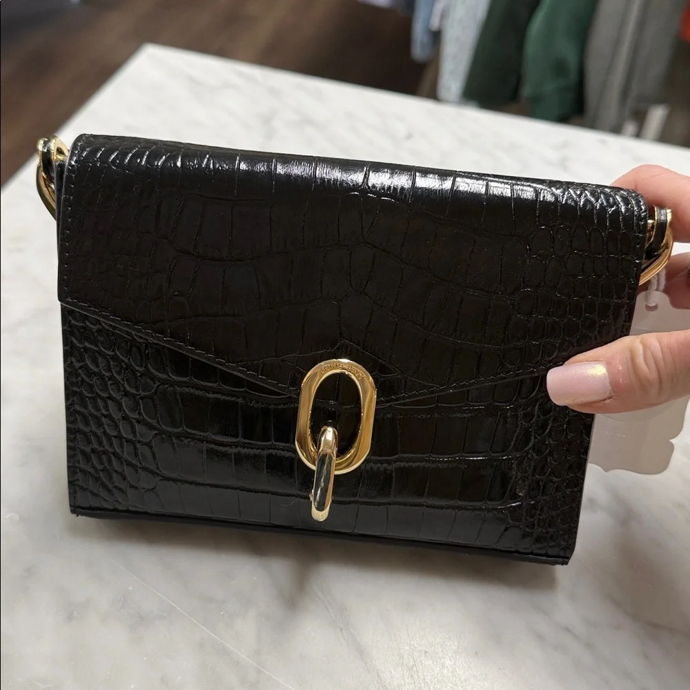 Anine Bing Colette Black Croc Embossed Mini Bag - Picture 2 of 11